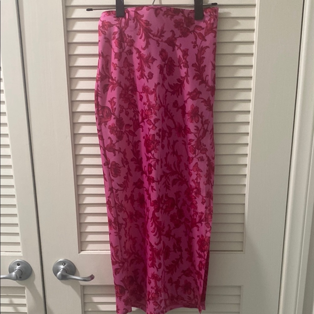 Urban Outfitters Pink Maxi Pencil Skirt with Slit